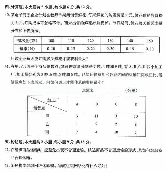 电子商务与现代物流自考真题及答案解析2023年4月自学考试题目库(图1)