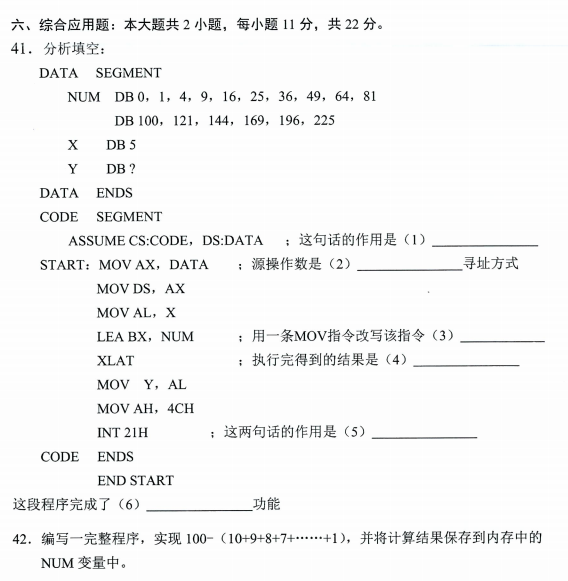 微型计算机原理及其应用自考真题及答案解析2023年4月自考试卷题(图1)